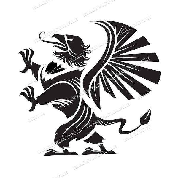 Heraldic Gryphon Svg, Png and Jpeg, Eps Files, Instant Download, Heraldic   Files, Gryphon Silhouette, Heraldic  Design File Cutting File