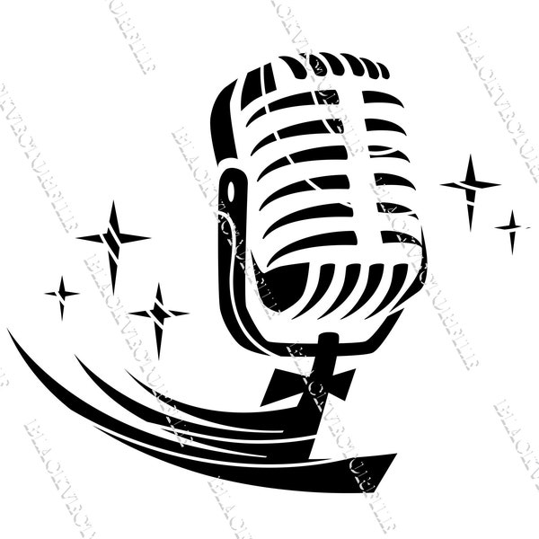 Microphone Svg, Png and Jpeg, Eps Files, Instant Download, Microphone Files, Microphone Silhouette, Microphone Design File Cutting File
