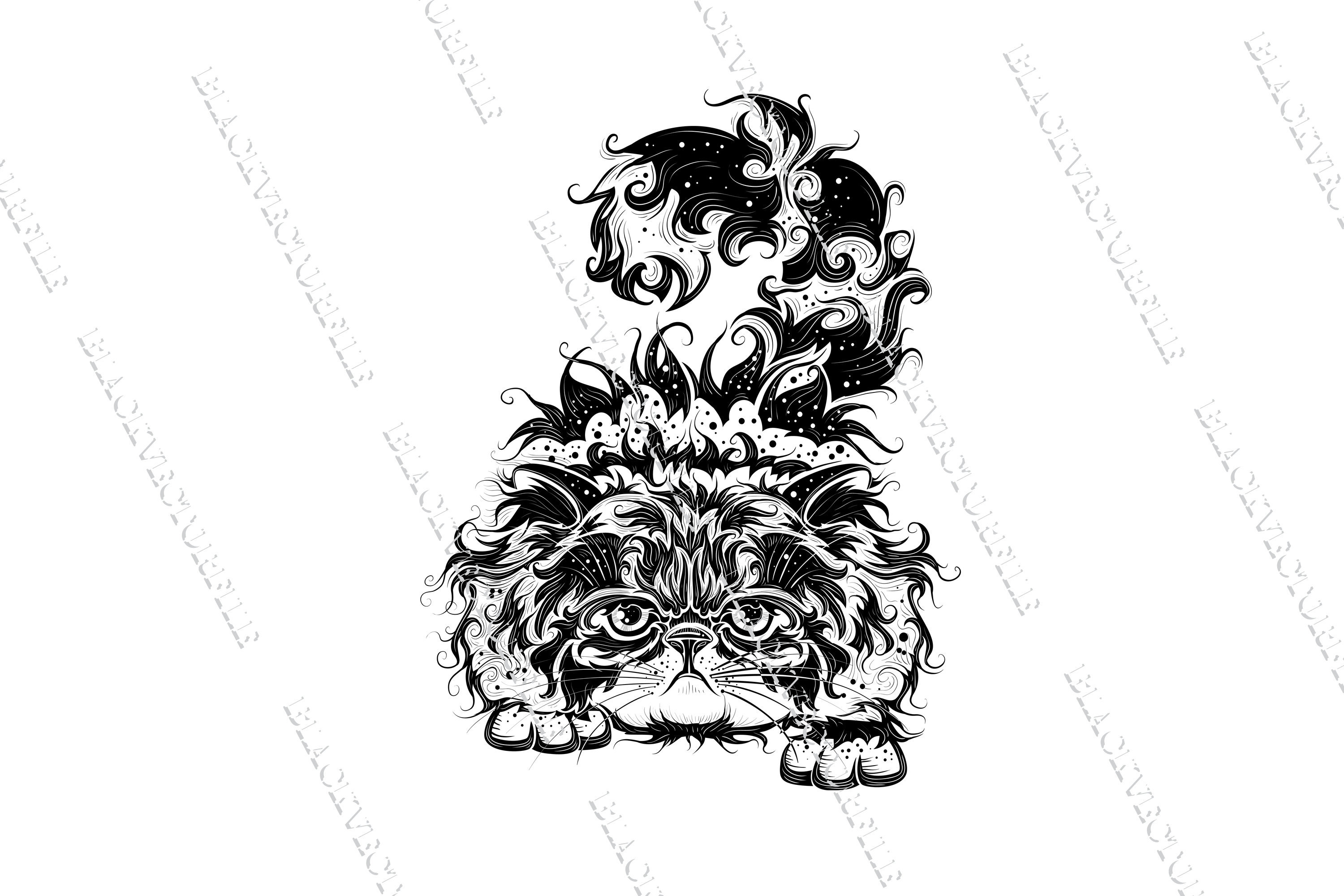 Fluffy Cat in Svg PNG and JPEG EPS Files Instant Download - Etsy