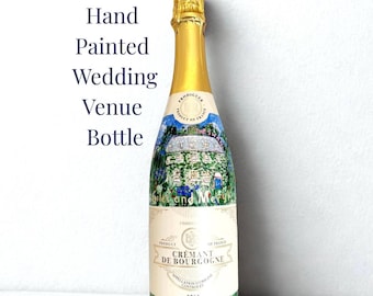 Custom Wedding Venue Bottle • Hand Painted Gift • Personalised Wedding Keepsake • Wedding Venue Illustration
