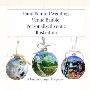 Personalised Wedding Venue Bauble • Hand Painted Ornament • Custom Wedding Keepsake • Engagement Gift • First Christmas Married