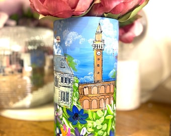 Hand Painted Wedding Venue Vase | Personalised Wedding Gift | Custom Venue Illustration Vase | Wedding Keepsake | Hand Painted Floral Vase