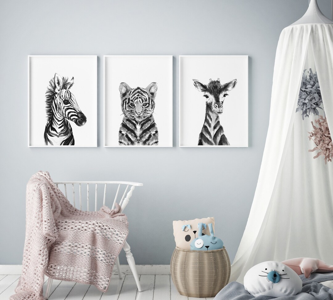 DIGITAL DOWNLOAD Safari Animal Nursery Print Set Set of 3 Nursery Print ...