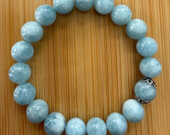 Bracelet aigue-marine naturelle, argent sterling 925, fait main