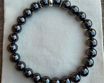 Bracelet extensible en hématite/argent sterling 925 7,5/8 po