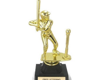 T-BALL BASEBALL TROPHY TROPHIES MALE OR FEMALE TEAM COLOR & FREE LETTERING! 