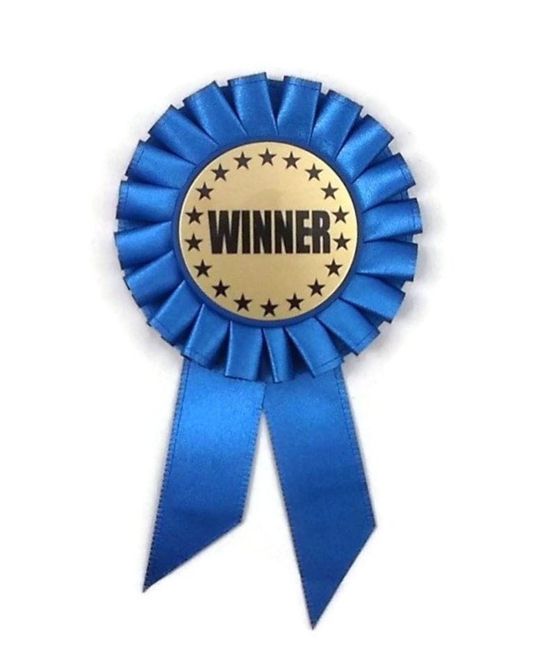 Rosette Ribbon Winner Award 6 Inch Blue Identity Honor image 1