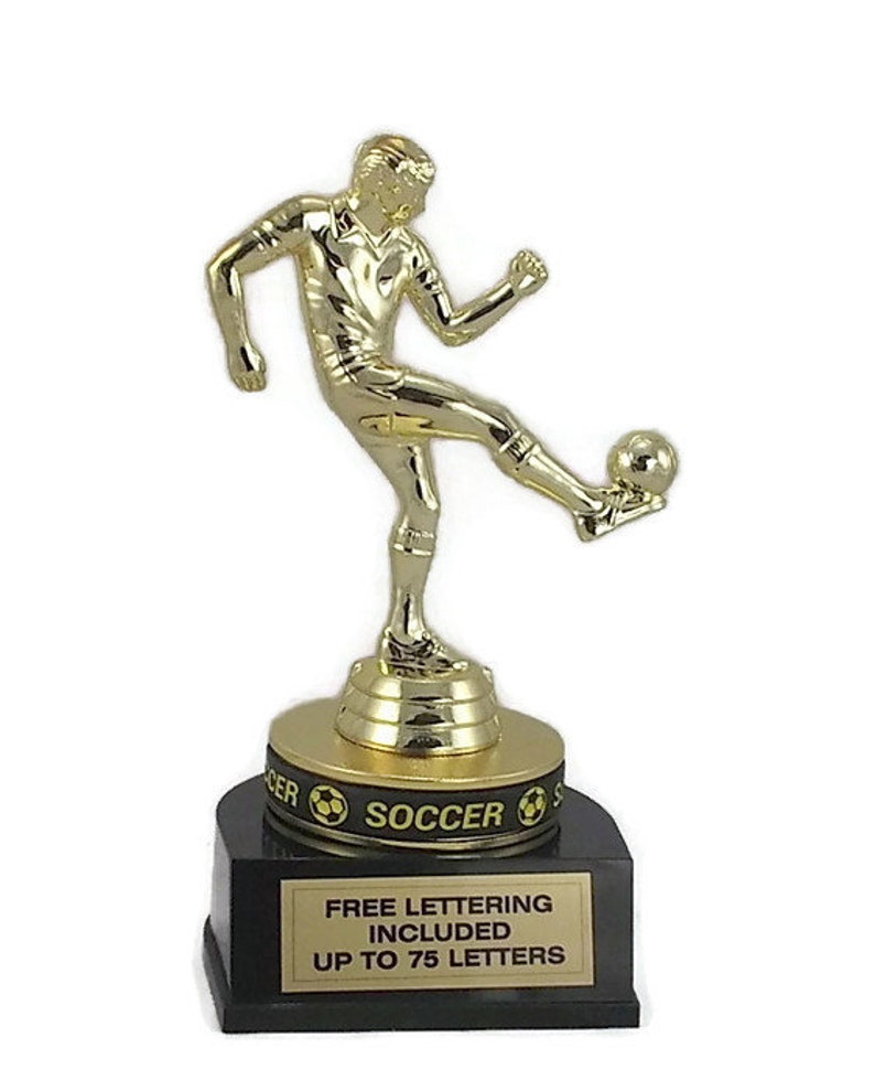 Free Lettering Champion Goal Kick Soccer Trophy Futbol Kicker