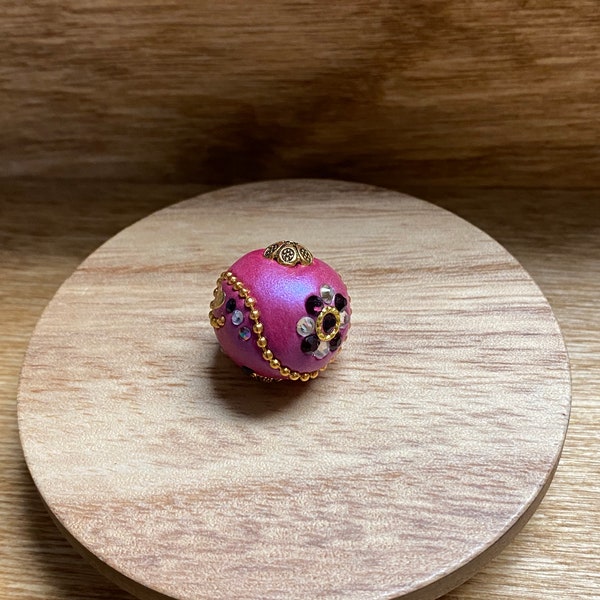 Fuchsia Boho Bead - Clay focal bead