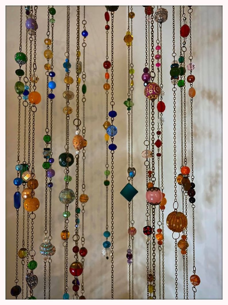 Beaded boho suncatcher/ beaded curtain strand SINGLE strand Etsy