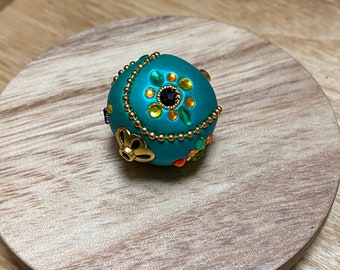 Aqua blue boho focal bead