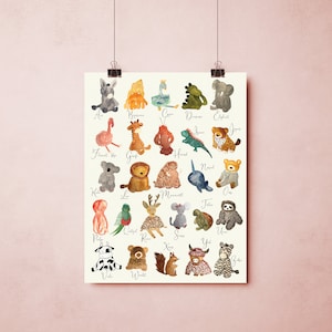 Alphabet of animals Children's illustrations Watercolor illustrations