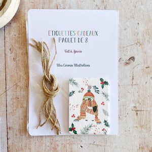 Étiquettes noël pingouin emmitouflé