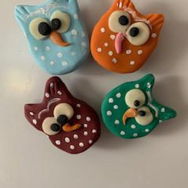 Whimsical Clay Owl Magnets