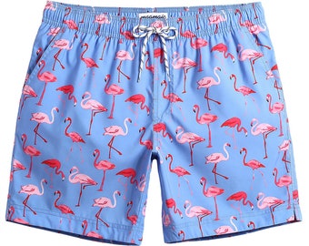 Trum Namii Boys Quick Dry Swim Trunks Exotic Beach Trendy Pink Flamingo Shorts
