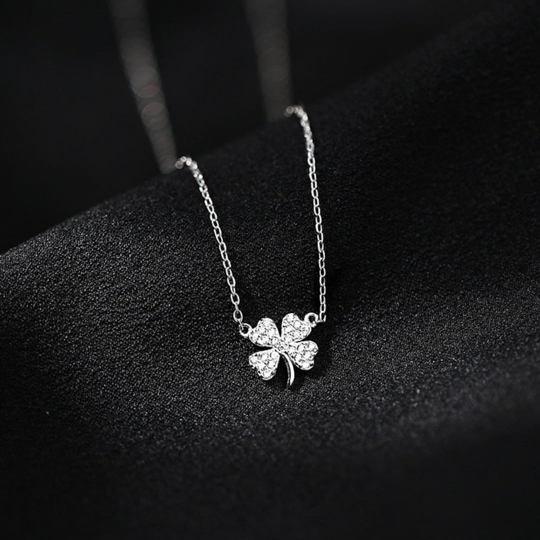 Sterling Silver Necklace Lucky Clover Pendant for Women - Etsy