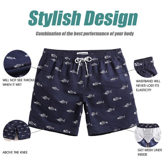 Mens Swim Trunks Quick Dry Summer Holiday Beach Shorts with Mesh Lining Tribal Ikat in Watercolorb Beachwear