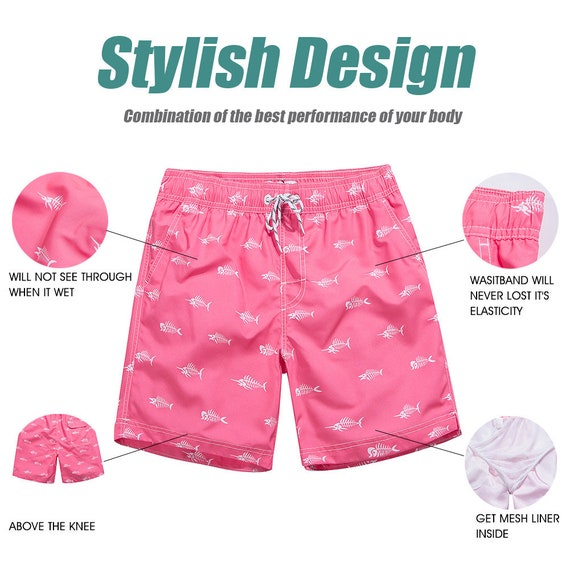 WWT Watercolor Floral Mens Fashion Beach Shorts with Mesh Lining//Side Pockets