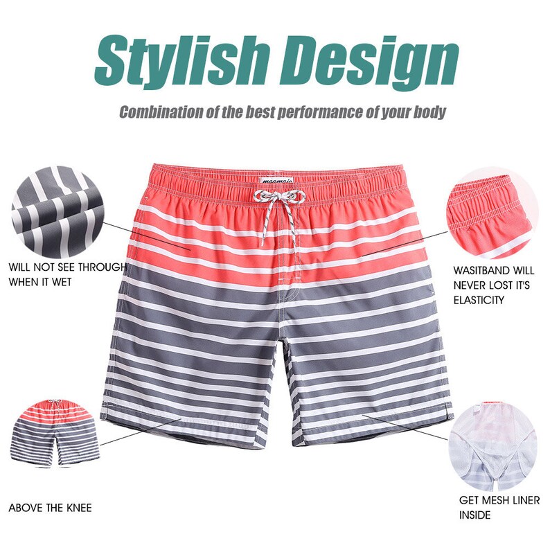 Maamgic Men's Striped Swim Trunks Cool Bathing Suits Slim Fit Etsy