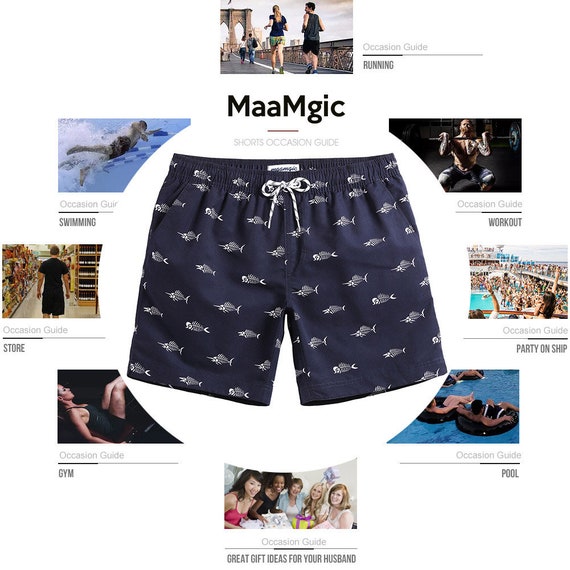 Mens Swim Trunks Quick Dry Summer Holiday Beach Shorts with Mesh Lining Tribal Ikat in Watercolorb Beachwear