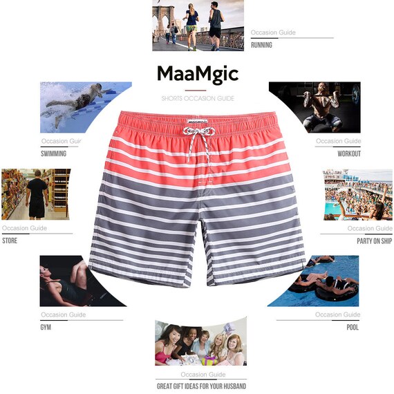 maamgic Mens Slim Fit Swim Shorts Swim Trunks 7 inch Quick Dry