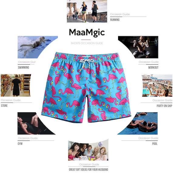 Trum Namii Boys Quick Dry Swim Trunks Pink Flamingo in Love Shorts