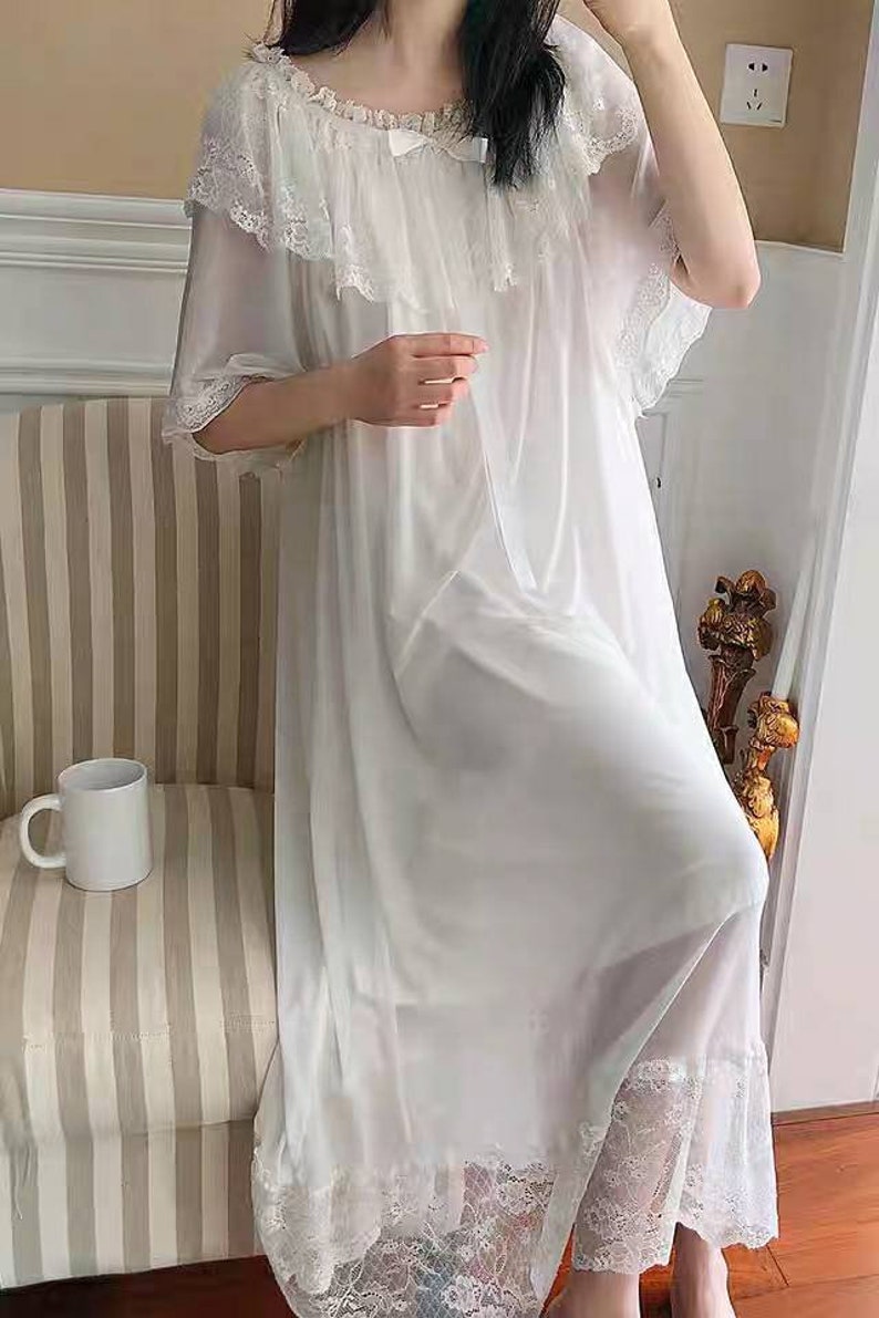 Sleepwear sleep robe long dressBridal nightgown lace sleep Etsy