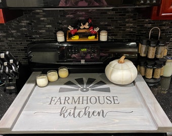 Farmhouse Stove Top Cover Noodle Board, Oven Cover, Stove Cover, Rustic Farmhouse Decor, Asst Colors