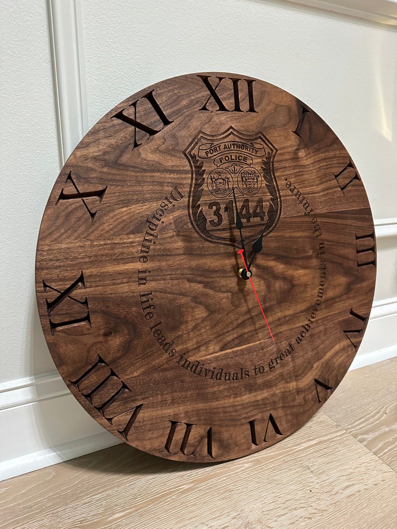 Handcrafted Walnut Clock with Personalized Engraving: Timeless Elegance for Your Space image 3