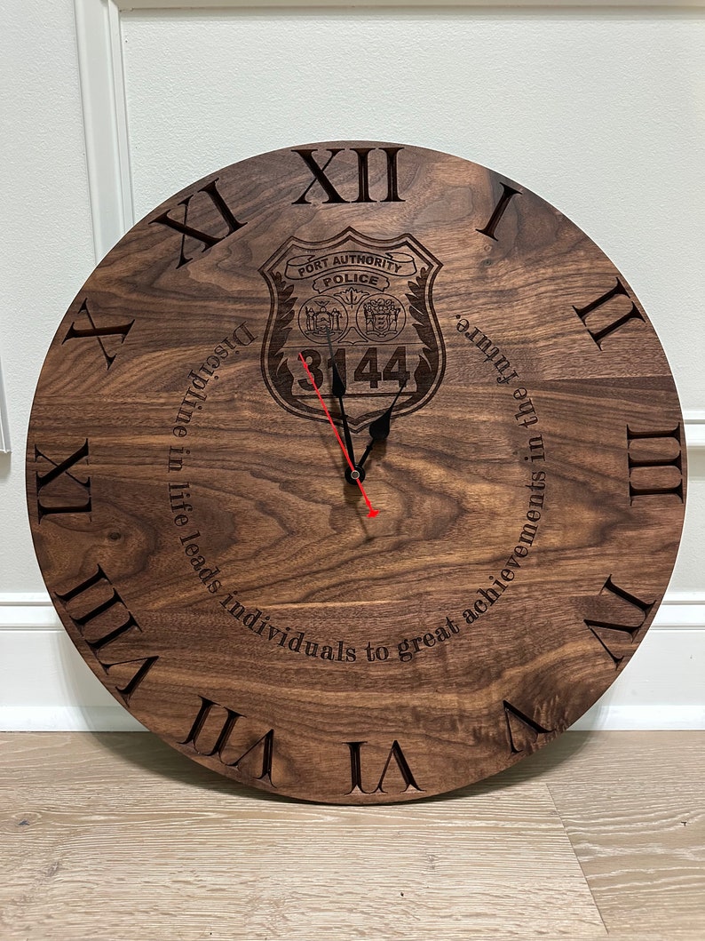 Handcrafted Walnut Clock with Personalized Engraving: Timeless Elegance for Your Space image 1