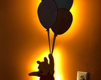 Illuminated Winnie the Pooh With Dimmable LED Lighting and Glitter