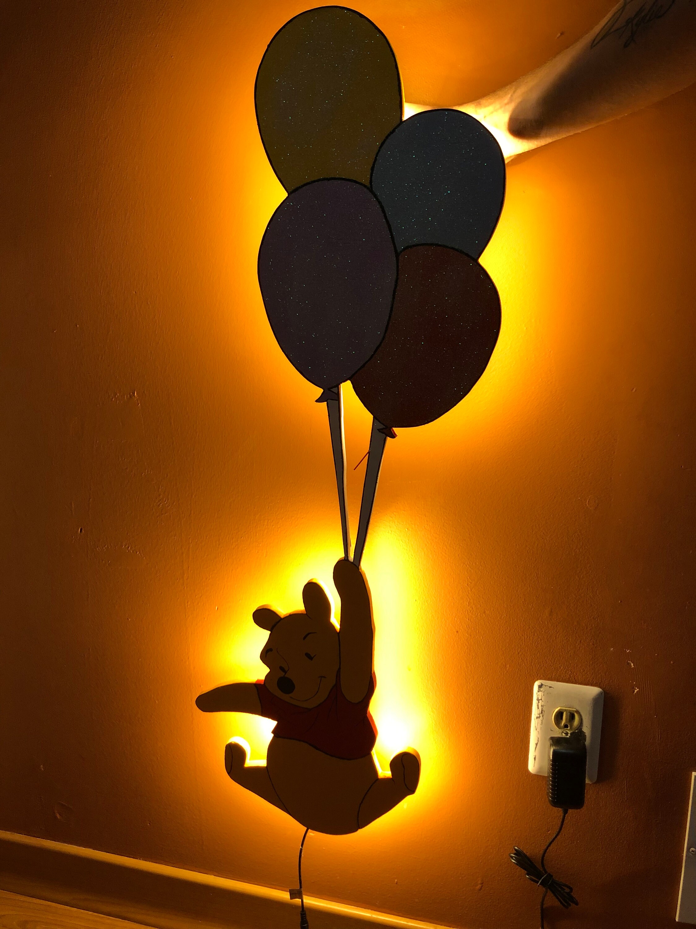 Illuminated Winnie the Pooh With Dimmable LED Lighting and Glitter