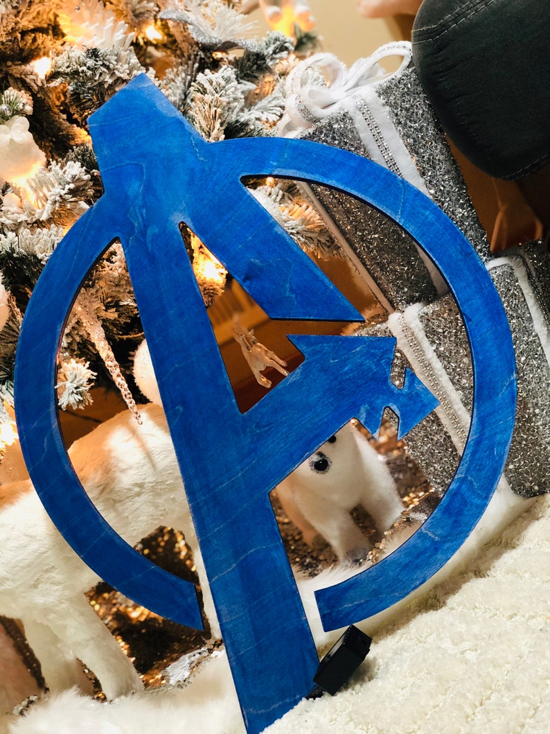 Illuminated Avengers wooden LED Sign wall sign Avengers wall Etsy