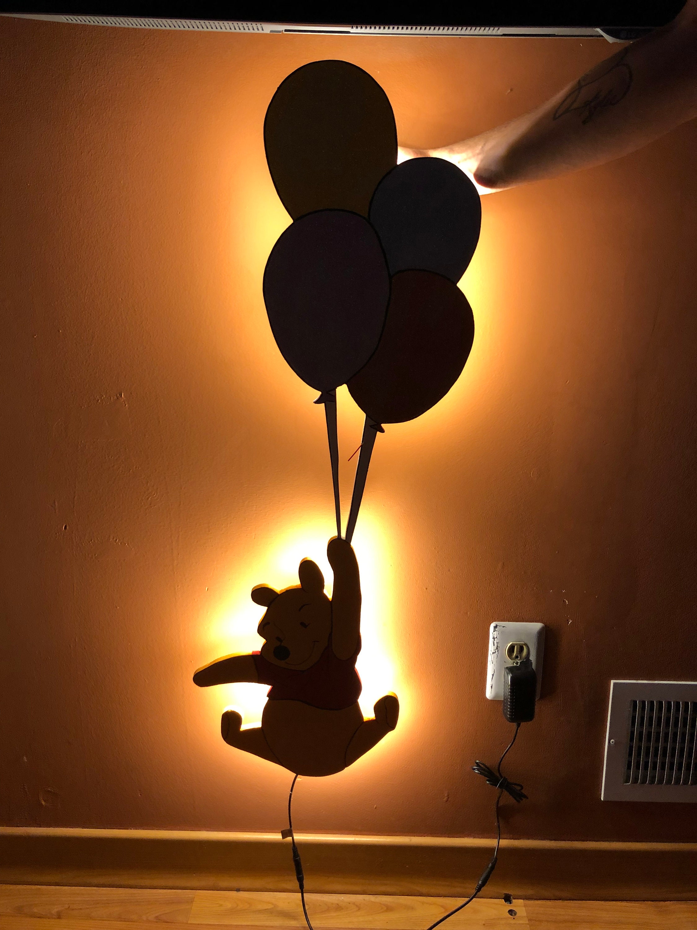 Illuminated Winnie the Pooh With Dimmable LED Lighting and Glitter