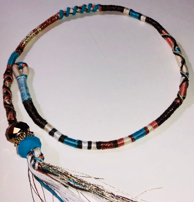 Turquoise tribe Bohemian style hair wrap accessory