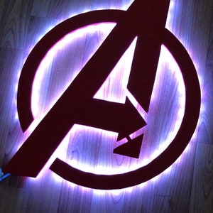 Illuminated Avengers wooden LED Sign, wall sign, Avengers wall art, Avengers Sign image 5