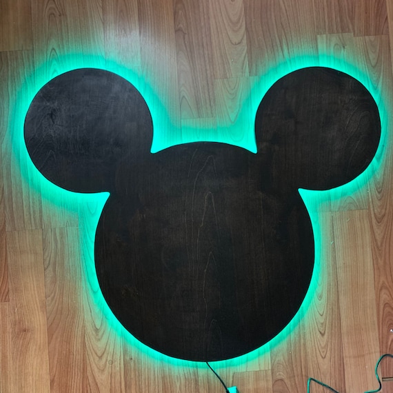 Illuminated Mickey Head With Multicolor LED Lighting Disney Wall