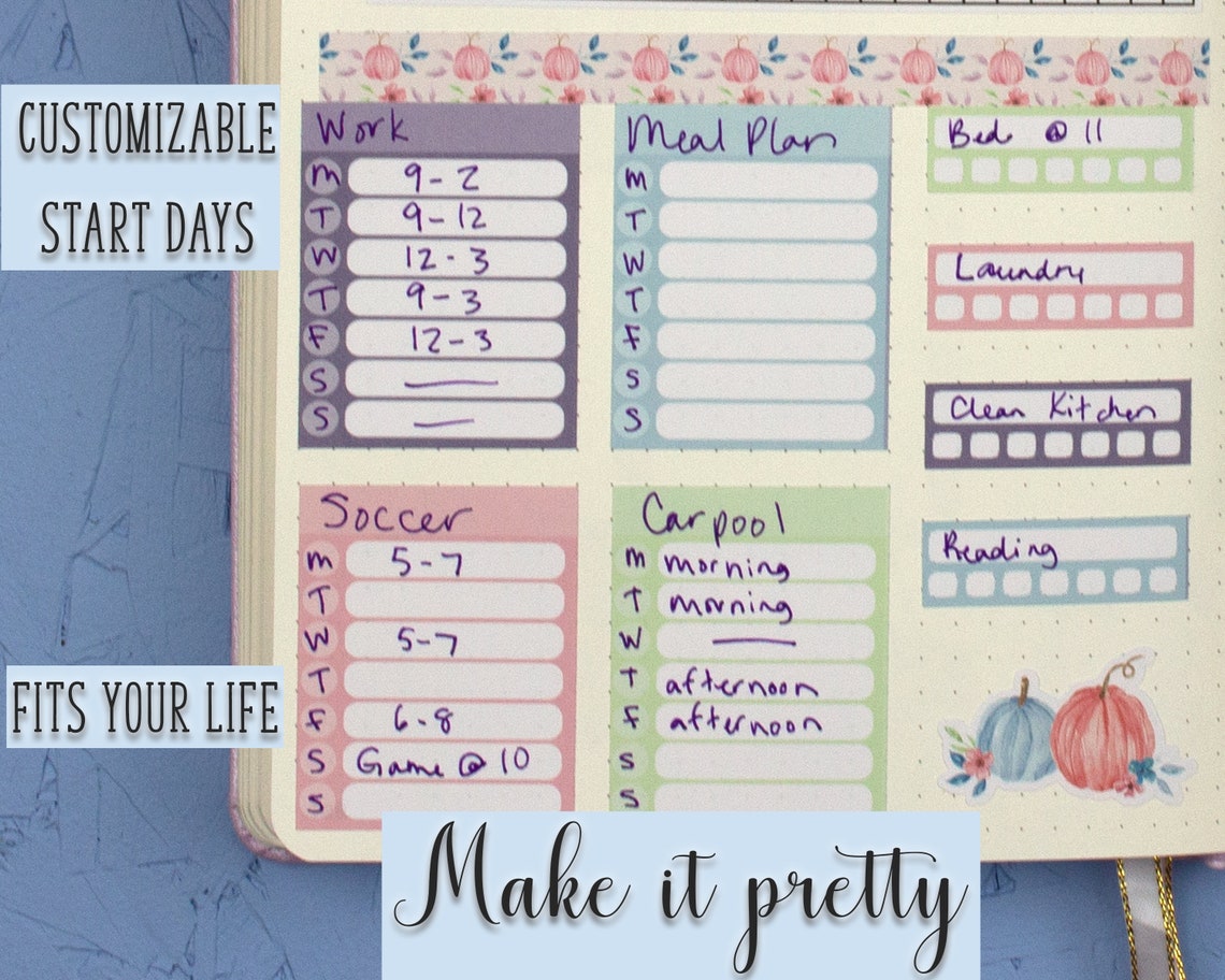 Bullet Journal Printable Sticker Kit for Cricut Weekly Etsy