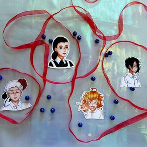 Anime Sticker Pack, Süße Aufkleber, Kawaii Aufkleber, Vinyl-Aufkleber, Prommised Neverland Aufkleber, Emma, Ray, Norman, Isabella, holographisch