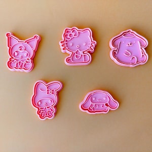 Niedliche 3D gedruckte Ausstechförmchen, charakterförmige Kekse, Kitty, Hase, Melody, Cinnamo, Roll, Kuromi, Pompom, Purin, kawaii japanische Figur