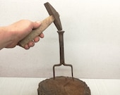 Antiques anvil and hammer - Sharpening tools for scythe - Set primitive tools - Iron rusty tools - Sickle scythe anvil - Hand rustic tools