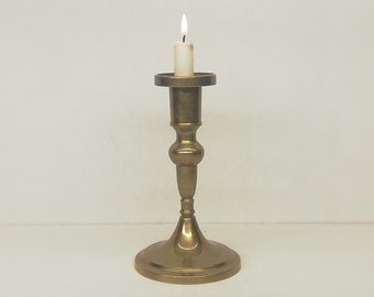 Vintage brass candle holder 1950s - Solid brass candlestick holder - Single stand for candles - Ceremonial pillar for candles - Brass decor