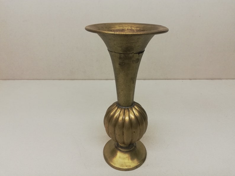 Vintage Small Brass Vase Solid Brass Vase Trumpet Vase Etsy