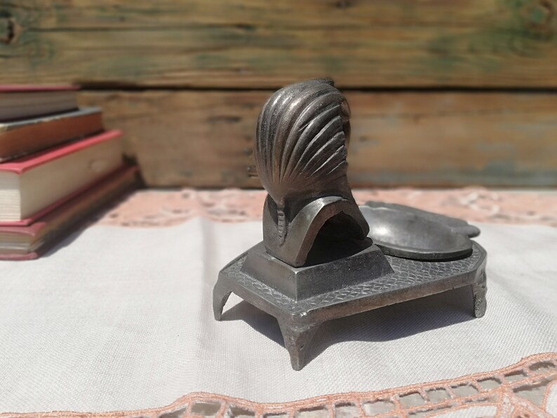 Ashtray for your collection Ashtray from the USSR Ancient metal ashtray of 50s Ashtray for smokers Old ashtray with Egyptian figure