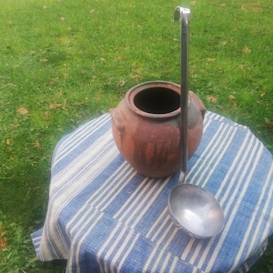 Vintage Metal Soup Ladle: Rustic Kitchen Decor, Serving Utensil
