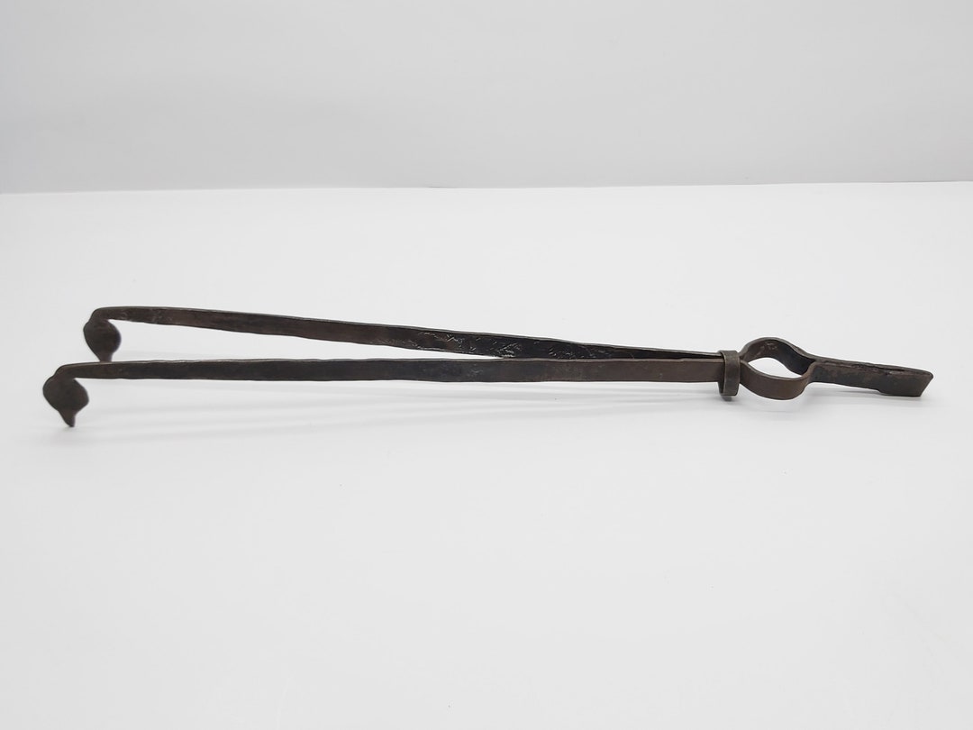 Vintage Iron Fire Tongs Hand Hammered Tongs Fireplace Tool or Stove