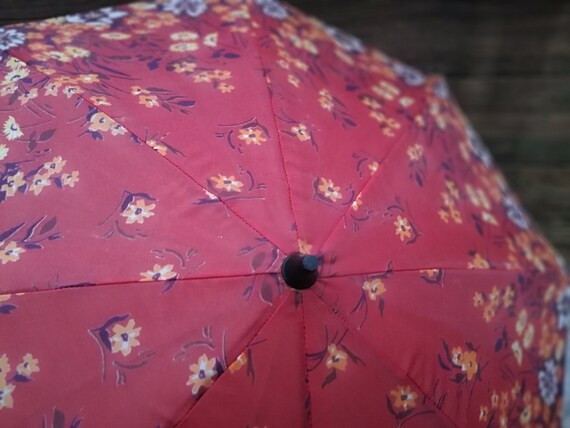 Vintage children's umbrela, Floral umbrela, Autom… - image 7