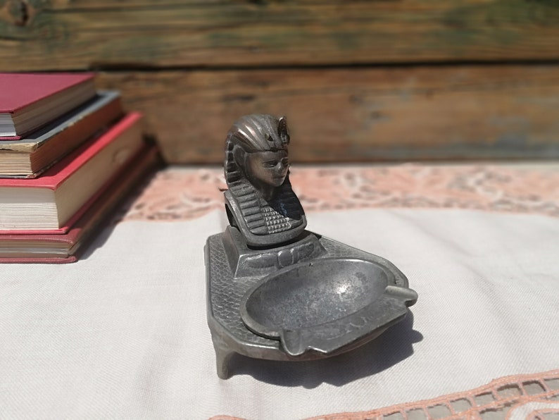 Ashtray for your collection Ashtray from the USSR Ancient metal ashtray of 50s Ashtray for smokers Old ashtray with Egyptian figure