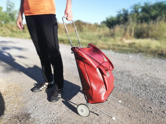 Carrello della spesa vintage Carrello in metallo Carrello con borsa in  pelle Carretto a mano Carrello della spesa con ruote Carrello bagagli  vecchio Elegante shopping -  Italia