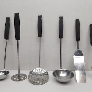 Vintage Stainless Steel Kitchen Utensil Set: Retro Cooking Gadgets